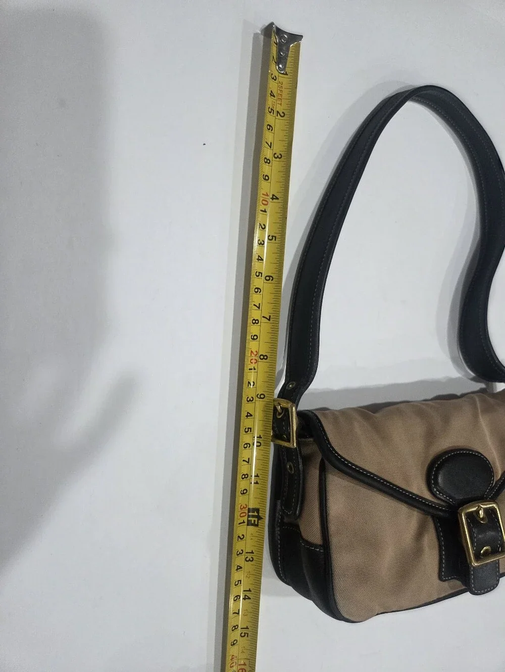 Coach Canvas Demi Flap  Shoulder Bag with Gold Buckle #K13-9120.  (N)